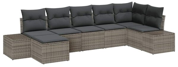 Kerti Kanapé Szett párnával tárolóval 7 pcs Szürke Poli rattan