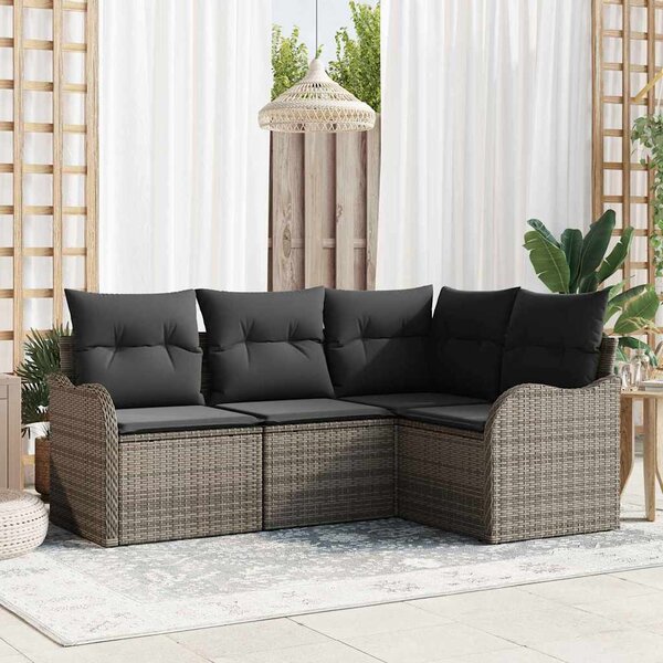Kerti Kanapé Szett tárolóval 4 pcs Szürke polirattan