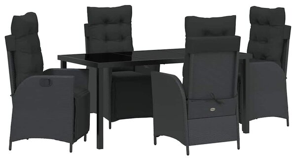 Kert étkező szett párnával 5 pcs Fekete polirattan