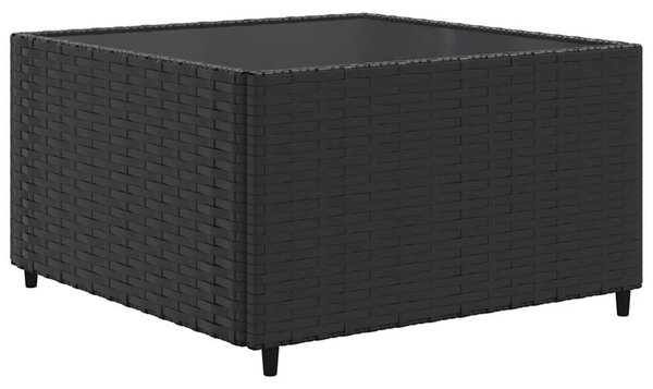 7 részes fekete polyrattan kerti ülőgarnitúra párnákkal