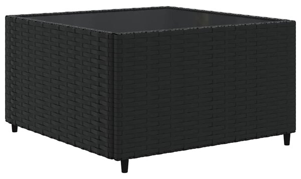 7 részes fekete polyrattan kerti ülőgarnitúra párnákkal