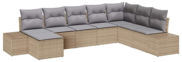 Kerti Kanapé Szett 8 pcs Beige és Világosszürke polirattan