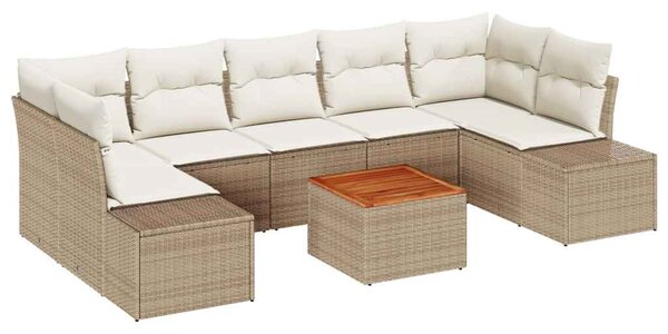 Kerti Kanapé Szett tárolóval 8 pcs Beige és krém polirattan