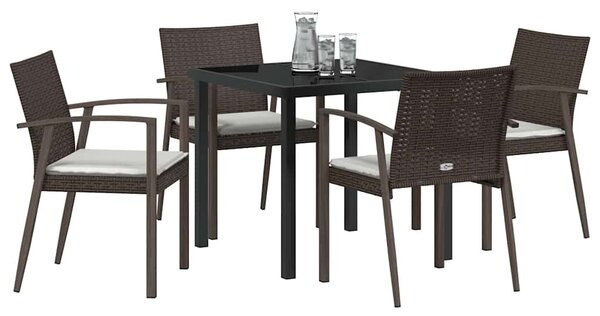 Kert étkező szett 5 pcs Barna és fekete PE Rattan