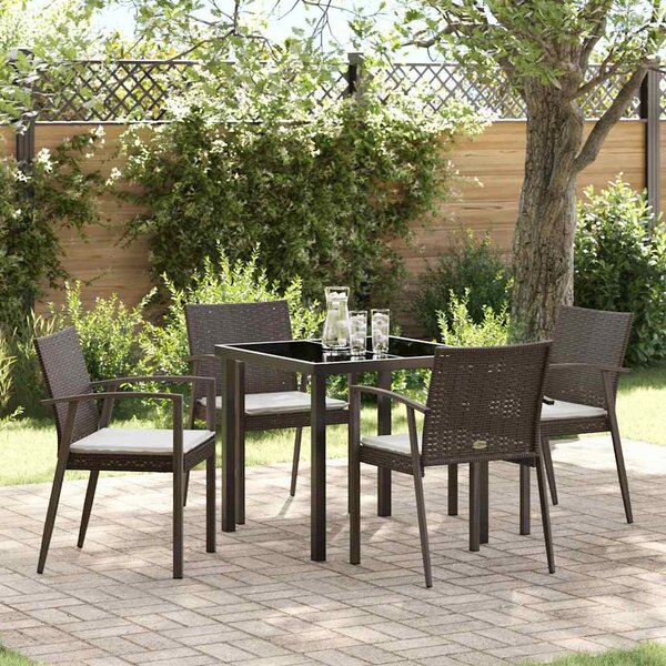 Kert étkező szett 5 pcs Barna és fekete PE Rattan
