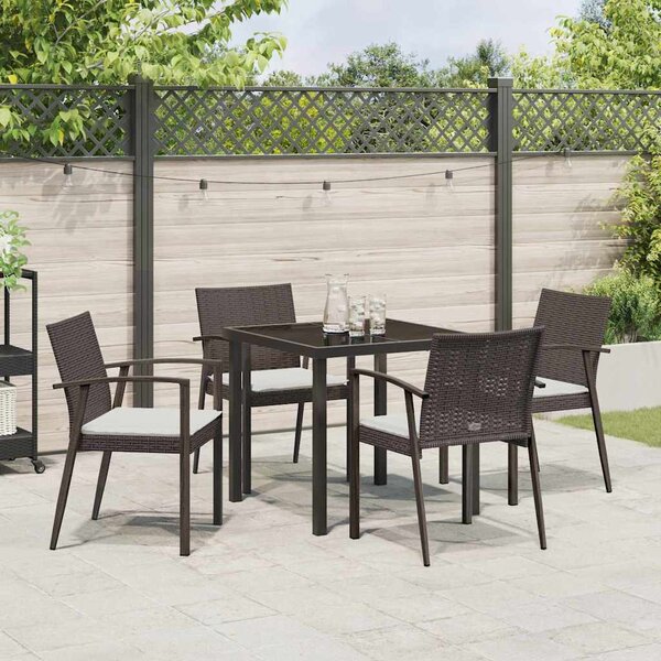 Kert étkező szett 5 pcs Barna és fekete PE Rattan
