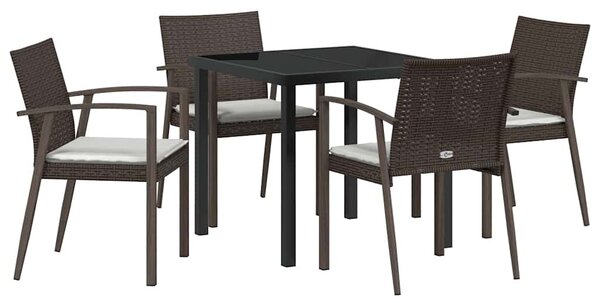 Kert étkező szett 5 pcs Barna és fekete PE Rattan