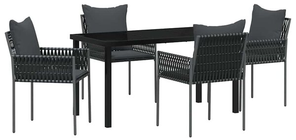 Kert étkező szett 5 pcs Fekete és Szürke PE Rattan