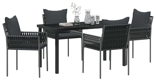 Kert étkező szett 5 pcs Fekete és Szürke PE Rattan
