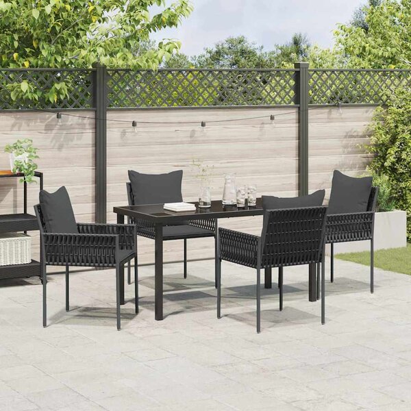 Kert étkező szett 5 pcs Fekete és Szürke PE Rattan