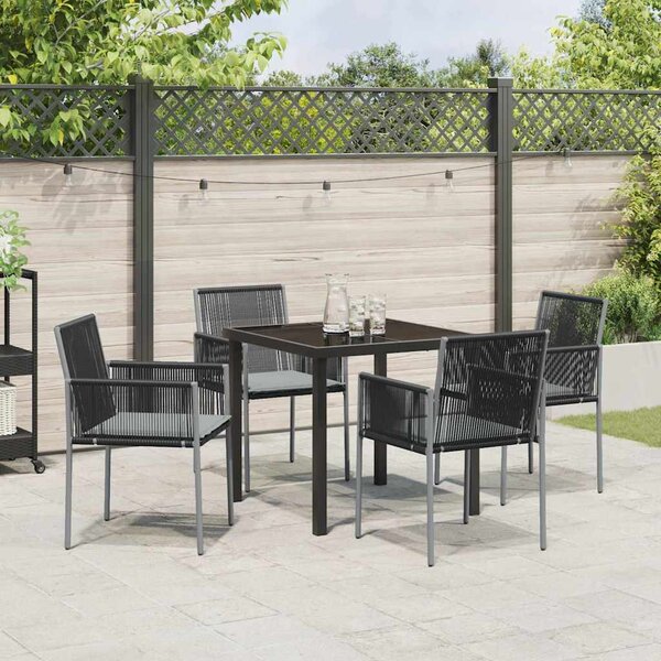 Kert étkező szett 5 pcs Fekete PE Rattan