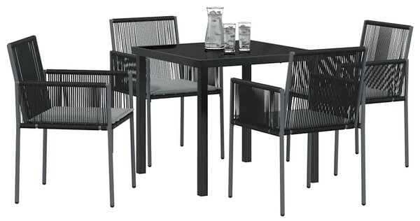 Kert étkező szett 5 pcs Fekete PE Rattan