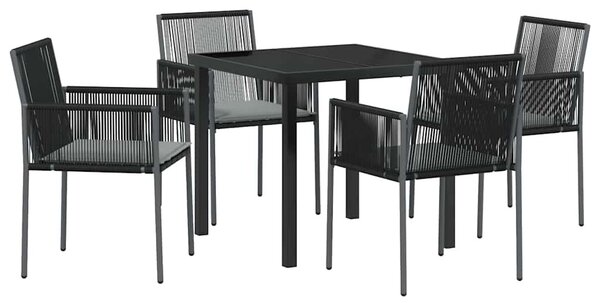 Kert étkező szett 5 pcs Fekete PE Rattan