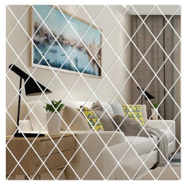 116 db akril PVC tükör készlet, öntapadó faldíszítéshez, ezüst, 200 x 100 cm, prémium, RIF