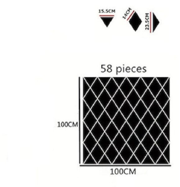 116 db akril PVC tükör készlet, öntapadó faldíszítéshez, ezüst, 200 x 100 cm, prémium, RIF