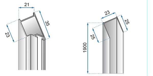 Rea Molier, összecsukható zuhanyajtó 80x190cm, 6mm átlátszó üveg, króm profil + oldalsó mágneses profil, KPL-K6367