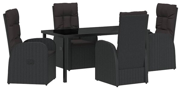 Kert étkező szett párnával 5 pcs Fekete polirattan