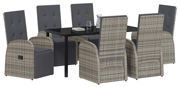 Kert étkező szett párnával 7 pcs Szürke polirattan
