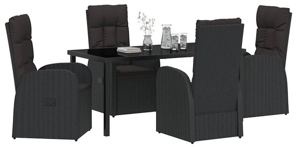 Kert étkező szett párnával 5 pcs Fekete polirattan