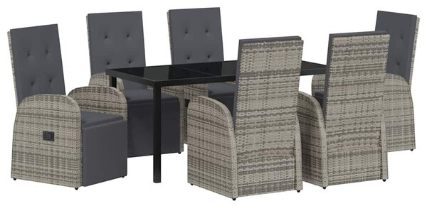 Kert étkező szett párnával 7 pcs Szürke polirattan