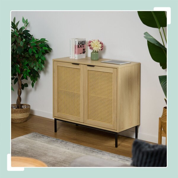 Tálalószekrény rattan ajtóval 76x80x35 cm 10050463