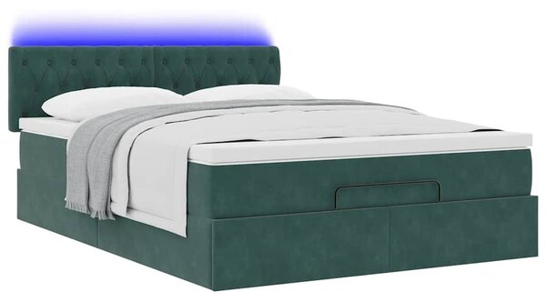 VidaXL Ottoman Ágy - 140x190 cm - Sötétzöld Bársony