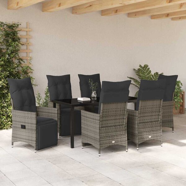 Kert étkező szett párnával 7 pcs Szürke polirattan
