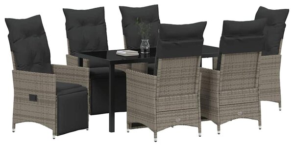 Kert étkező szett párnával 7 pcs Szürke polirattan