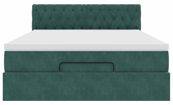 VidaXL Ottoman Ágy - 140x190 cm - Sötétzöld Bársony