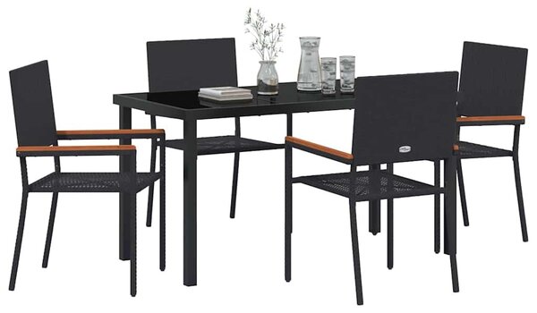 Kert étkező szett párnával 5 pcs Fekete polirattan