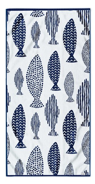 Sötétkék strandtörölköző 90x180 cm Fish – DecoKing