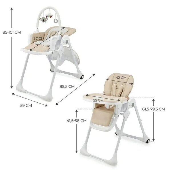 Kinderkraft Tummie 2in1 Etetőszék - Bézs