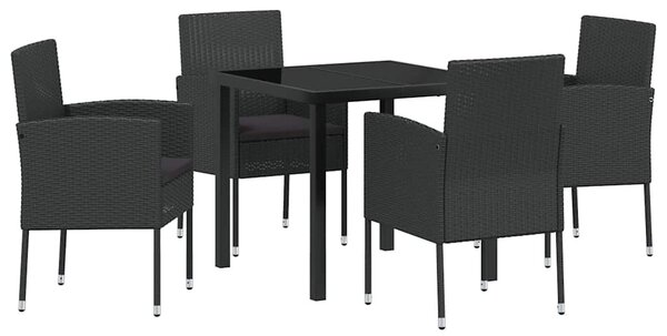 Kert étkező szett párnával 5 pcs Fekete polirattan
