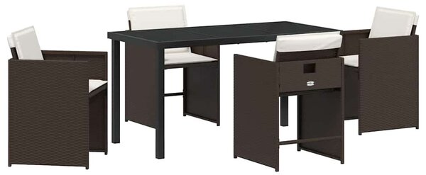 Kert étkező szett 5 db Barna polirattan