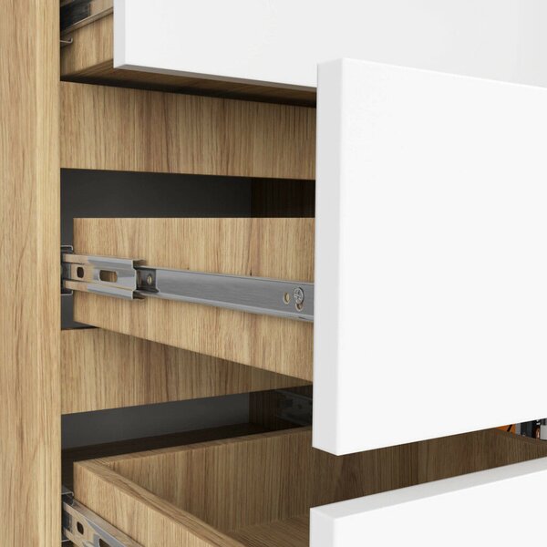 Akord Furniture Factory – Artisán Tölgy és Fehér Komód K80 1D 5SZ, 80x97x35 cm, 5 Fiók, 1 Ajtó