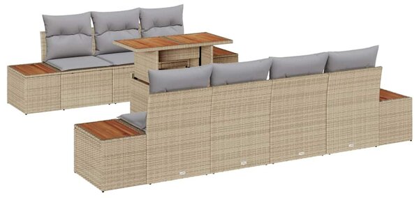 Kerti Kanapé Szett tárolóval 8 pcs Bézs Poli rattan