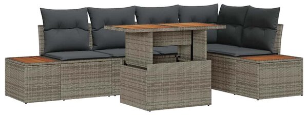 Kerti Kanapé Szett tárolóval 6 pcs Szürke Poli rattan