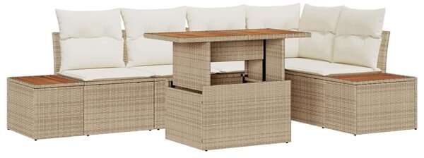 Kerti Kanapé Szett tárolóval 6 pcs Bézs Poli rattan