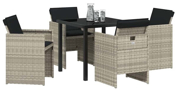Kert étkező szett 5 pcs Világosszürke polirattan