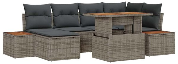Kerti Kanapé Szett tárolóval 7 pcs Szürke Poli rattan