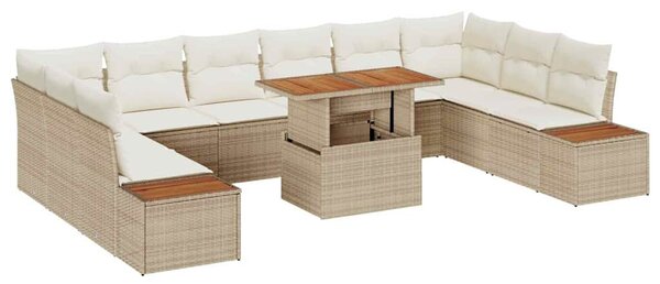 Kerti Kanapé Szett tárolóval 11 pcs Bézs Poli rattan