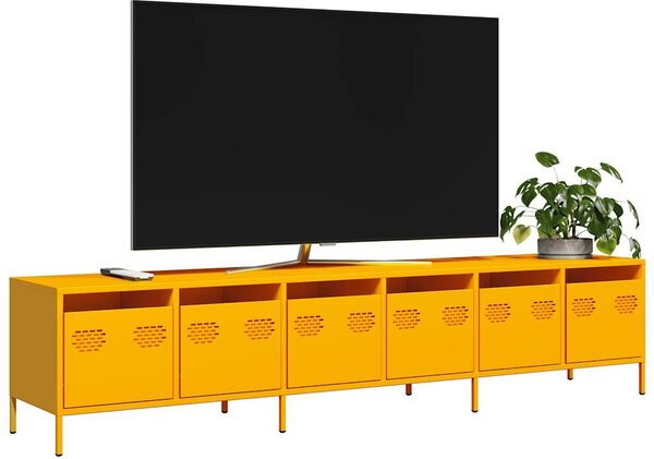 VidaXL mustársárga hidegen hengerelt acél TV-szekrény 202x39x43,5 cm