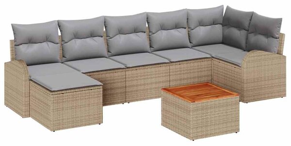 Kerti Kanapé Szett 8 pcs Beige és Világosszürke polirattan