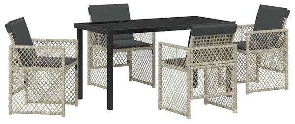 Kert étkező szett 5 pcs Világosszürke polirattan