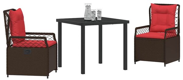 Kert étkező szett 3 pcs Barna polirattan