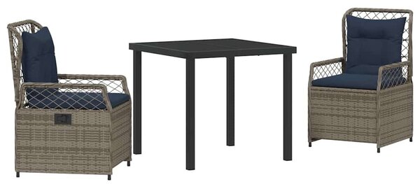 Kert étkező szett 3 pcs Szürke polirattan