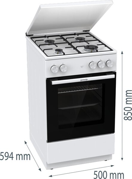 Gorenje GG5A14WJ Gáztűzhely, 70l, 4 főzőzóna, SilverMatte, A energiaosztály