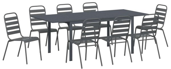 Kert étkező szett 9 db Antracit Porfestett acél