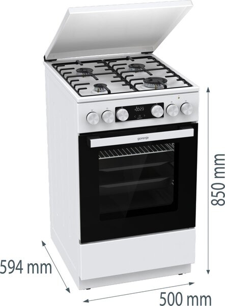 Gorenje GK5C42WH-B Kombinált tűzhely, 70l, 4 főzőzóna, FrozenBake, A energiaosztály