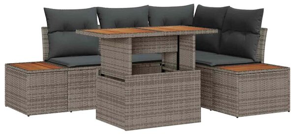 Kerti Kanapé Szett tárolóval 5 pcs Szürke Poli rattan
